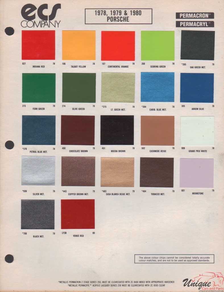 1980 Porsche Paint Charts ECS